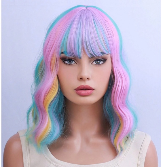 Halloween Vibrant Unicorn Costume Wavy Wig